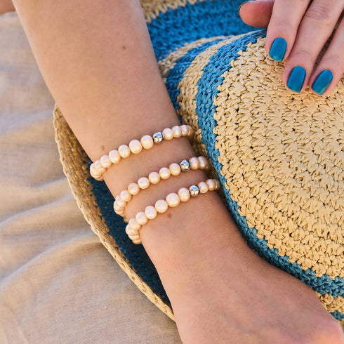 Champagne | .925 Sterling Silver | Freshwater Pearl Bracelet